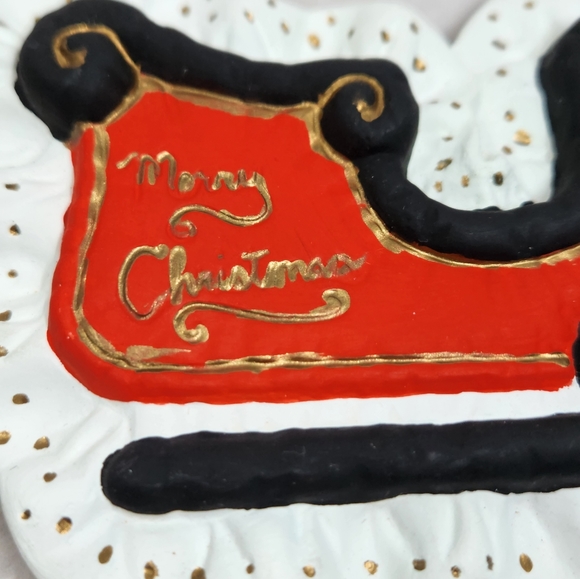 Vintage Painted Ceramic Bisque To and From Christmas Tag Tree Ornament - Picture 10 of 11